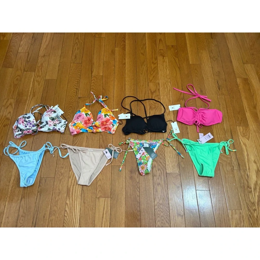 8pc NWT Target Bikini Bundle Shade & Shore Wild Fable Floral‎ Solid XS S 32B 36B